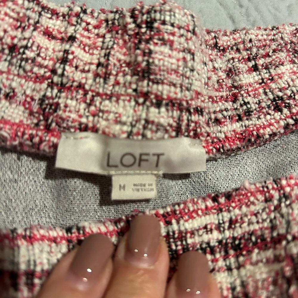 LOFT Women's Tweed Skirt - Pink and Cream - Picture 3 of 7